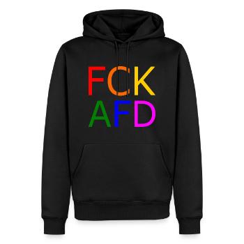 Fck afd - Männer Premium Bio Hoodie - Schwarz - Vorne - Nico (187cm)