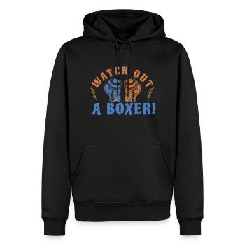 WATCH OUT A BOXER! - Männer Premium Bio Hoodie - Schwarz - Vorne - Nico (187cm)