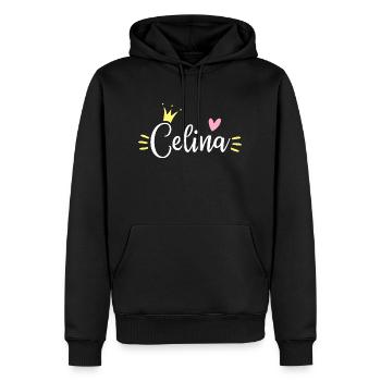 Celina Name Krone - Männer Premium Bio Hoodie - Schwarz - Vorne - Nico (187cm)