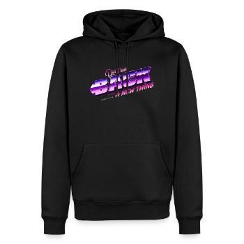 Années 1980 - Ne regardez pas en arrière - Sweat à capuche Premium bio Homme - noir - Devant - Nico (187cm)
