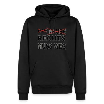Keine Macht den "Rechten" RECHTS MUSS WEG - Männer Premium Bio Hoodie - Schwarz - Vorne - Nico (187cm)