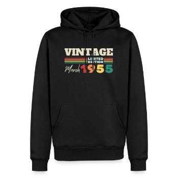 Vintage mars 1955 - cadeau anniversaire - Sweat à capuche Premium bio Homme - noir - Devant - Nico (187cm)
