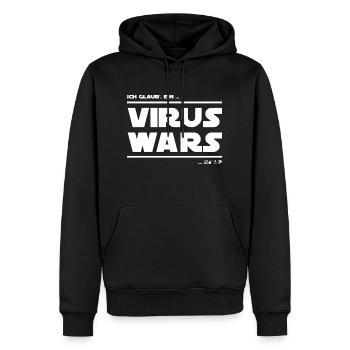 T SHIRT EIN VIRUS WARS white on black - Männer Premium Bio Hoodie - Schwarz - Vorne - Nico (187cm)