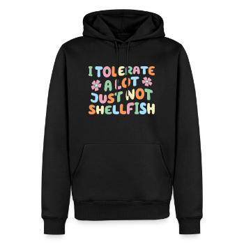 Je tolère beaucoup de choses, mais pas les crustacés - Sweat à capuche Premium bio Homme - noir - Devant - Nico (187cm)