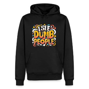 I See Dumb People 6 - Männer Premium Bio Hoodie - Schwarz - Vorne - Nico (187cm)