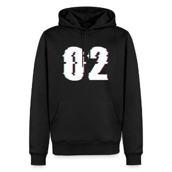 Zwei 2 Two 02 Zahl Effekt Verzerrt Nummer - Männer Premium Bio Hoodie - Schwarz - Vorne - Nico (187cm)