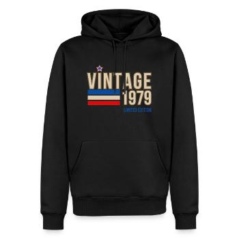 Jahrgang 1979 limitierte Auflage - Männer Premium Bio Hoodie - Schwarz - Vorne - Nico (187cm)