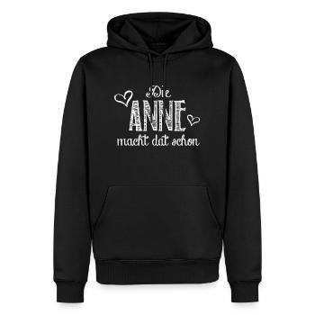 Anne - Männer Premium Bio Hoodie - Schwarz - Vorne - Nico (187cm)