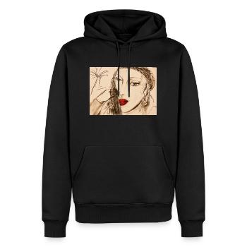 SEHNSUCHT - Männer Premium Bio Hoodie - Schwarz - Vorne - Nico (187cm)