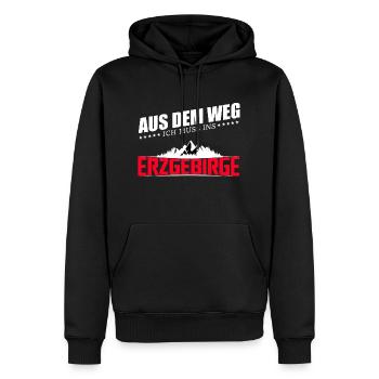 Aus dem Weg ich muss ins Erzgebirge - Männer Premium Bio Hoodie - Schwarz - Vorne - Nico (187cm)