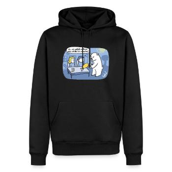 Cartoon Eis schmelzen - Eisbär gegen Klimawandel - Männer Premium Bio Hoodie - Schwarz - Vorne - Nico (187cm)
