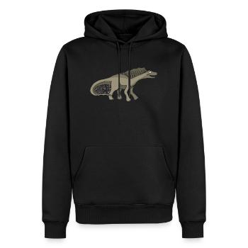 Dino 14 - Männer Premium Bio Hoodie - Schwarz - Vorne - Nico (187cm)