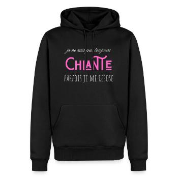 je suis pas toujours chiante parfois je me repose - Sweat à capuche Premium bio Homme - noir - Devant - Nico (187cm)