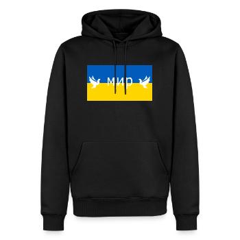 Frieden auf ukrainisch Ukraine Russland Krieg - Männer Premium Bio Hoodie - Schwarz - Vorne - Nico (187cm)