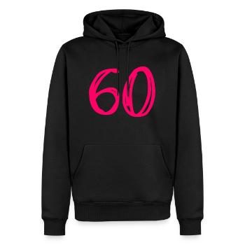 60 ANS. 60e ANNIVERSAIRE. ANNIVERSAIRE 60 ANS. 60 - Sweat à capuche Premium bio Homme - noir - Devant - Nico (187cm)