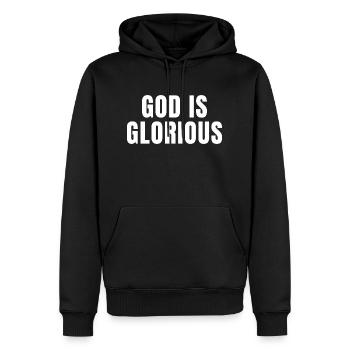Gott ist herrlich - Christliche Zitate - Männer Premium Bio Hoodie - Schwarz - Vorne - Nico (187cm)