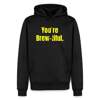 You're Brew-tiful - Kaffee Lustige Zitate - Männer Premium Bio Hoodie - Schwarz - Vorne - Nico (187cm)