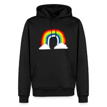 Dessins animés de nuages arc-en-ciel - Sweat à capuche Premium bio Homme - noir - Devant - Nico (187cm)