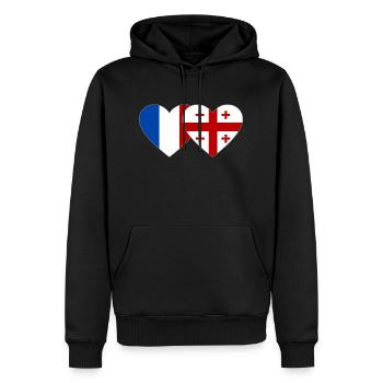 France Georgia Flag Heart - Men’s Premium Organic Hoodie - black - Front - Nico (187cm)