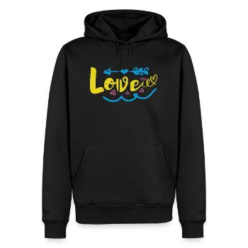 LIEBE Lustig, - Männer Premium Bio Hoodie - Schwarz - Vorne - Nico (187cm)