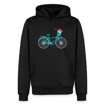 Fahrrad mit Blumen - Männer Premium Bio Hoodie - Schwarz - Vorne - Nico (187cm)
