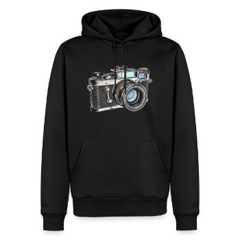 Dessin rétro de caméra - Sweat à capuche Premium bio Homme - noir - Devant - Nico (187cm)
