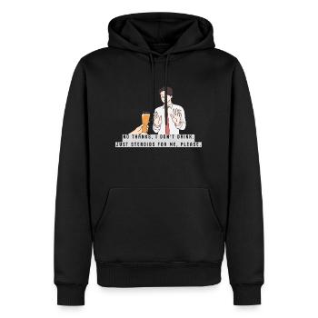Just Steroids for me, please - Männer Premium Bio Hoodie - Schwarz - Vorne - Nico (187cm)