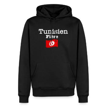 Tunisien Fière - Sweat à capuche Premium bio Homme - noir - Devant - Nico (187cm)