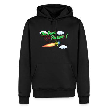 Der Buzz Buzzer - Männer Premium Bio Hoodie - Schwarz - Vorne - Nico (187cm)
