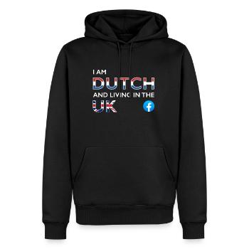 I am Dutch and living in the UK - Men’s Premium Organic Hoodie - black - Front - Nico (187cm)