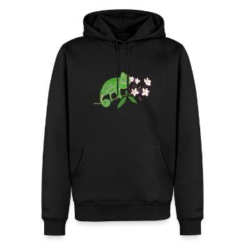 ChameleonDinA4 - Männer Premium Bio Hoodie - Schwarz - Vorne - Nico (187cm)