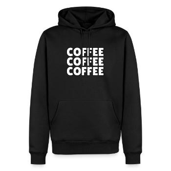 coffee coffee coffee - Men’s Premium Organic Hoodie - black - Front - Nico (187cm)