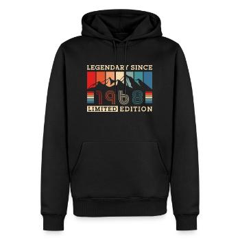 Retro Geboren in Jahrgang 1968 Geburtstag Berge - Männer Premium Bio Hoodie - Schwarz - Vorne - Nico (187cm)