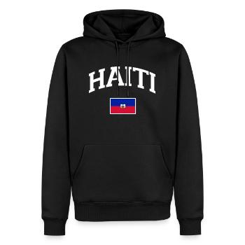 Drapeau Haiti - 509 - Kreyol Sat - Sweat à capuche Premium bio Homme - noir - Devant - Nico (187cm)