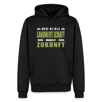 Landwirt Regionale Landwirtschaft Braucht Zukunft - Männer Premium Bio Hoodie - Schwarz - Vorne - Nico (187cm)
