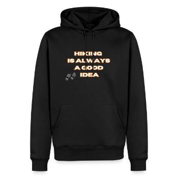 Wandern ist immer eine gute Idee - Männer Premium Bio Hoodie - Schwarz - Vorne - Nico (187cm)