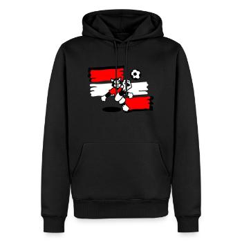 Soccer Cat Austria - Fußball Katze Österreich - Männer Premium Bio Hoodie - Schwarz - Vorne - Nico (187cm)