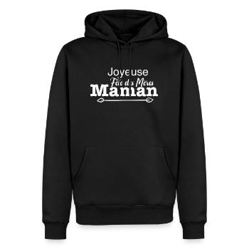 Joyeuse Fête des Mères Maman - Sweat à capuche Premium bio Homme - noir - Devant - Nico (187cm)