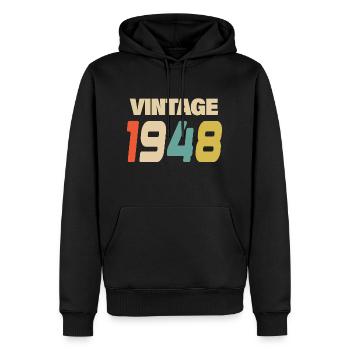 1948 Vintage Retro Classique 1948 - Sweat à capuche Premium bio Homme - noir - Devant - Nico (187cm)