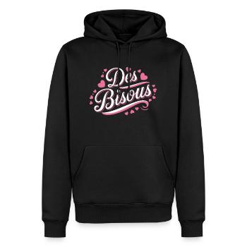 Des bisous - Sweat à capuche Premium bio Homme - noir - Devant - Nico (187cm)
