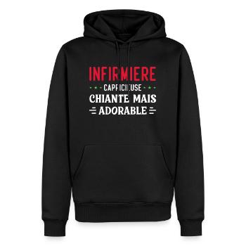 Infirmière adorable - Sweat à capuche Premium bio Homme - noir - Devant - Nico (187cm)