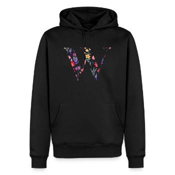 Blumen Personalisierter Buchstabe w - Geschenkidee - Männer Premium Bio Hoodie - Schwarz - Vorne - Nico (187cm)