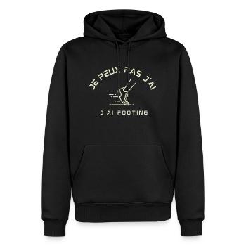 Je peux pas j'ai footing - Sweat à capuche Premium bio Homme - noir - Devant - Nico (187cm)
