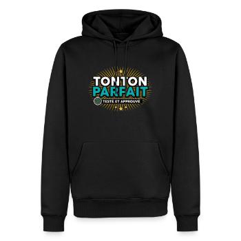 tonton testé approuvé - Sweat à capuche Premium bio Homme - noir - Devant - Nico (187cm)