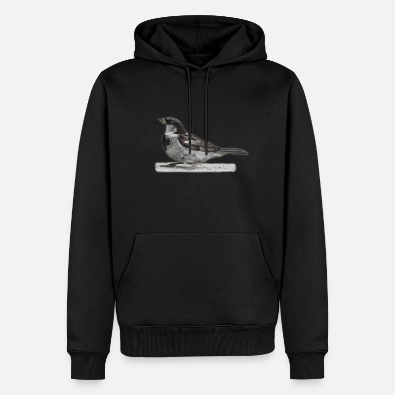 Spatz Vogel - Männer Premium Bio Hoodie - Schwarz
