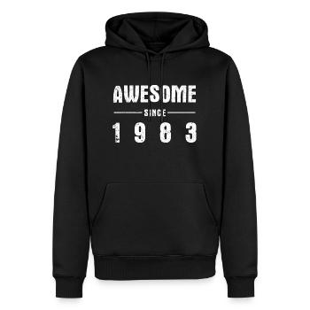 Awesome -since- 1983 - Männer Premium Bio Hoodie - Schwarz - Vorne - Nico (187cm)