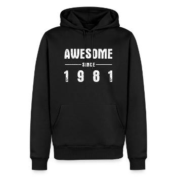 Awesome -since- 1981 - Männer Premium Bio Hoodie - Schwarz - Vorne - Nico (187cm)