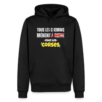 Corses Idée Cadeau Corse Région Citation Drôle - Sweat à capuche Premium bio Homme - noir - Devant - Nico (187cm)