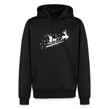 Santa's magical flying reindeer with sleigh - Men’s Premium Organic Hoodie - black - Front - Nico (187cm)
