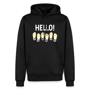 Hello Summer Spruch Urlaub Geschenk coole Sprüche - Männer Premium Bio Hoodie - Schwarz - Vorne - Nico (187cm)